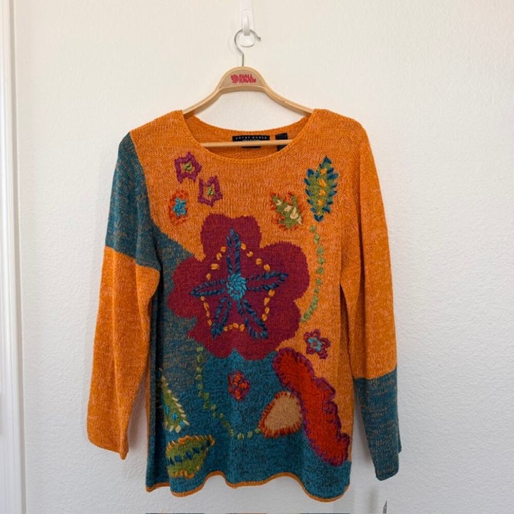 Crazy Horse Collection Sweater Fall Autumnn Leaves Woman 2 (2X) Vintage 90s NWT